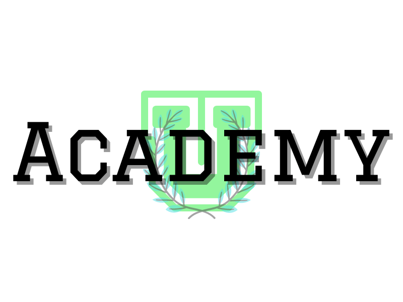 "Academy" in bold letters in front of a University U
