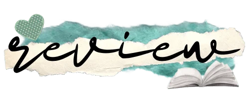 banner with a heart at the top and an open book at the bottom with the word "review" across the middle